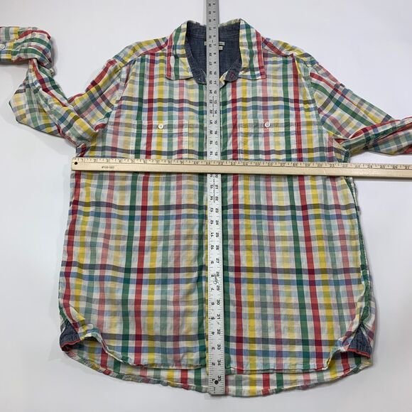 Carbon2Cobalt Shirt Mens L Plaid Cotton Long Sleeve Pockets Button Up Flip Cuff - Picture 5 of 8